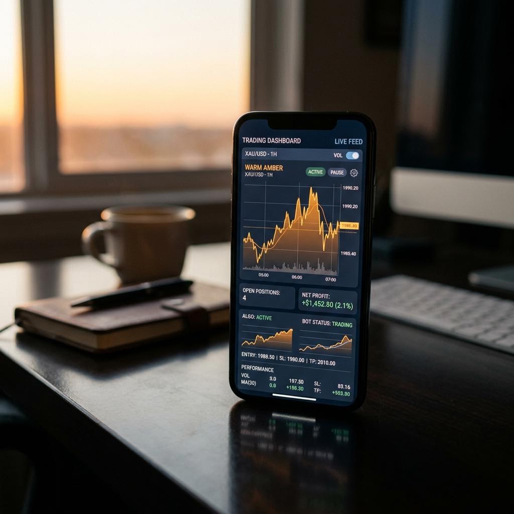 Sereno Poupentorio AI crypto trading platform interface on a modern mobile device